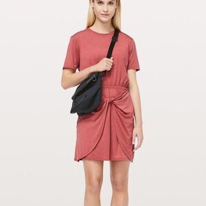 Lululemon Unwind Your Mind T Shirt Dress Women’s 8 NEW Brick Red Speckled